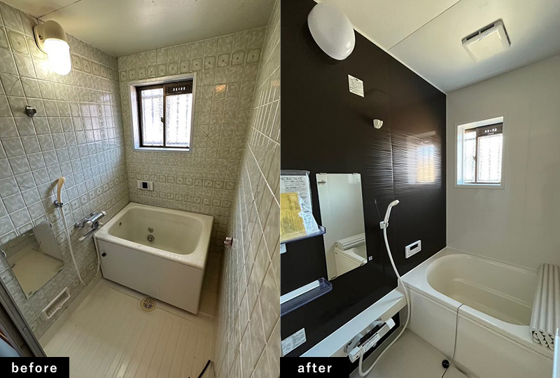 フルリノベーションで過ごしやすい家に-浴室のビフォーアフター
